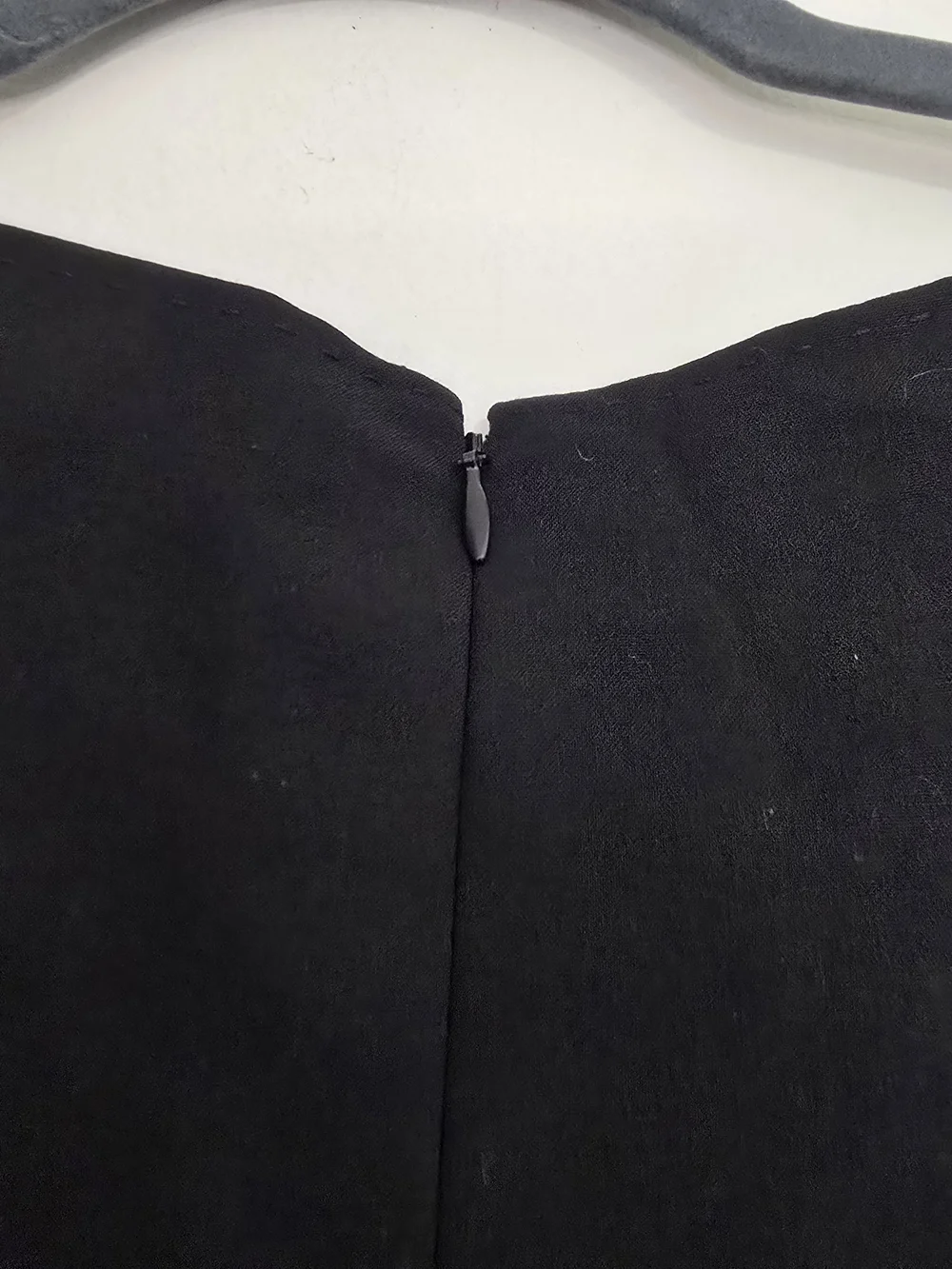 Lafayette 148 New York Pleated Neckline Wool Dress in Black Minimalist Office